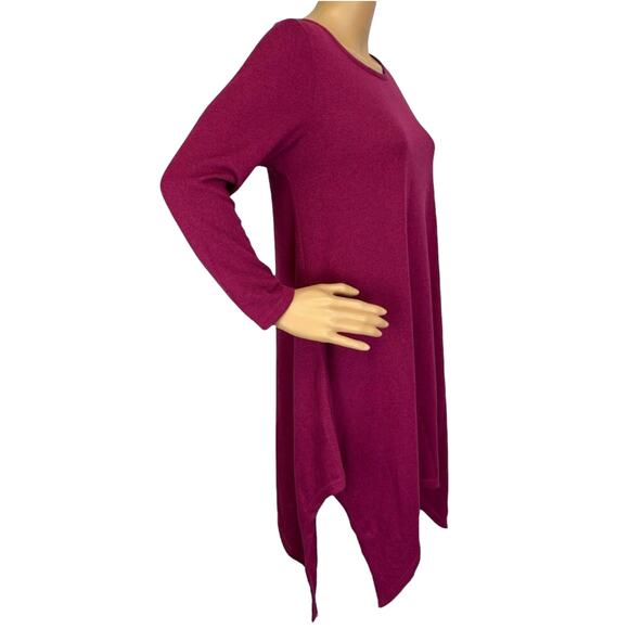 2/$15 Simply Southern Berry Augusta Tunic Dress Burgundy Long Sleeve Knit Size M - Picture 3 of 10